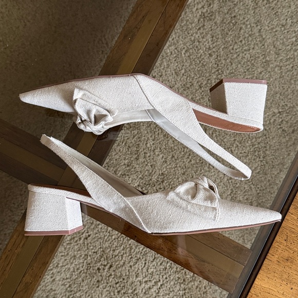 ASOS Design Pointed Toe Slingback Denim/Linen Bow Heels Size UK11/EU44/US13 - Picture 8 of 17